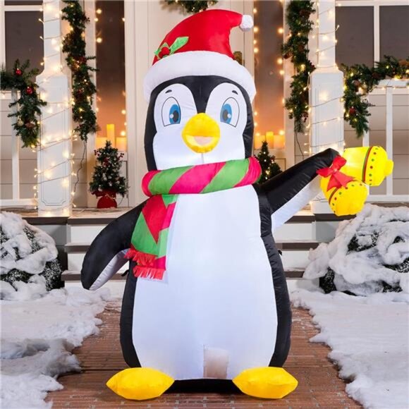 5 FT Christmas Inflatable Penguin Decoration, Blow Up Yard Decoration Holiday - Picture 4 of 7